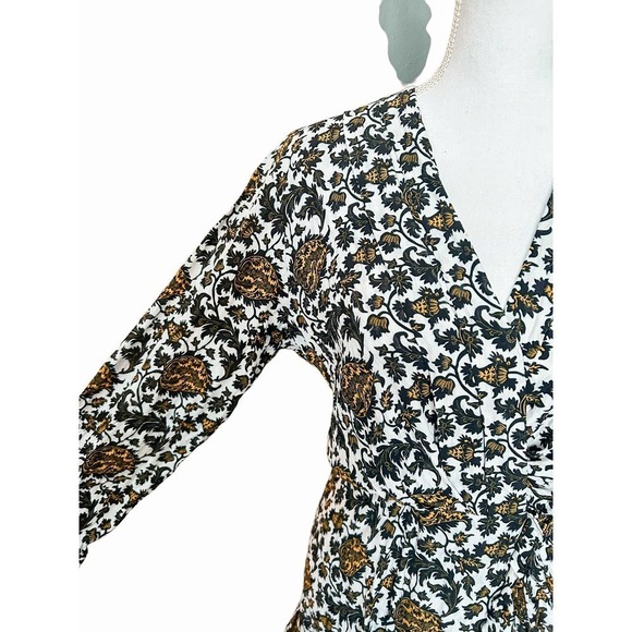 Sandro Dami Dress Black White Floral Crepe - Picture 7 of 11